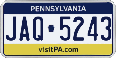 PA license plate JAQ5243