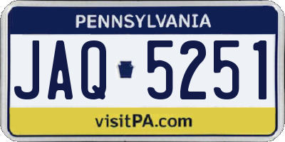 PA license plate JAQ5251