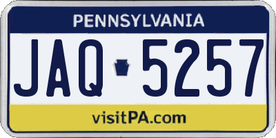 PA license plate JAQ5257