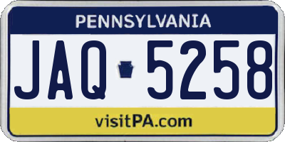 PA license plate JAQ5258
