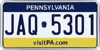 PA license plate JAQ5301