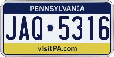 PA license plate JAQ5316