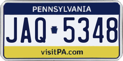 PA license plate JAQ5348