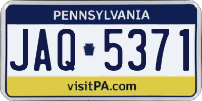 PA license plate JAQ5371