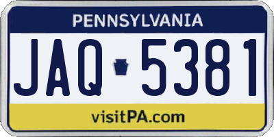 PA license plate JAQ5381