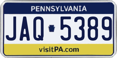 PA license plate JAQ5389