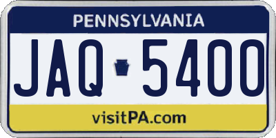 PA license plate JAQ5400