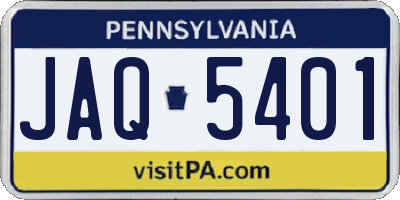 PA license plate JAQ5401