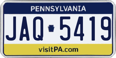 PA license plate JAQ5419
