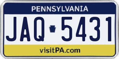 PA license plate JAQ5431