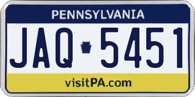 PA license plate JAQ5451
