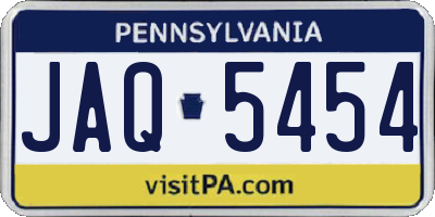 PA license plate JAQ5454
