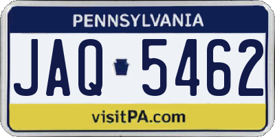 PA license plate JAQ5462
