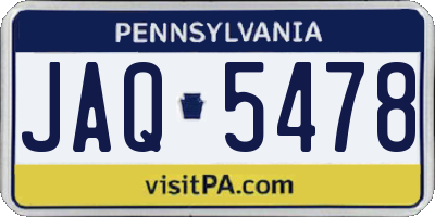 PA license plate JAQ5478