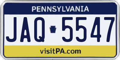 PA license plate JAQ5547