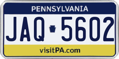 PA license plate JAQ5602