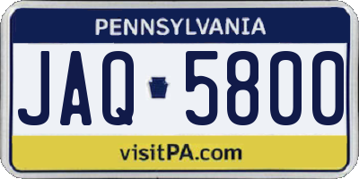 PA license plate JAQ5800