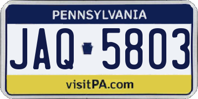 PA license plate JAQ5803