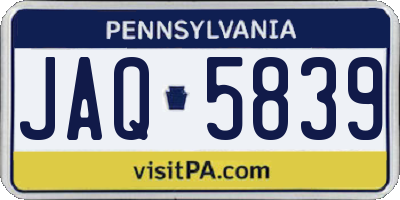 PA license plate JAQ5839