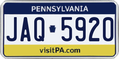 PA license plate JAQ5920