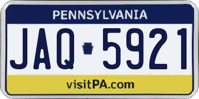 PA license plate JAQ5921