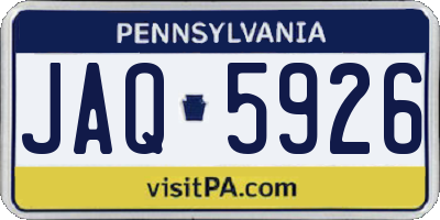 PA license plate JAQ5926