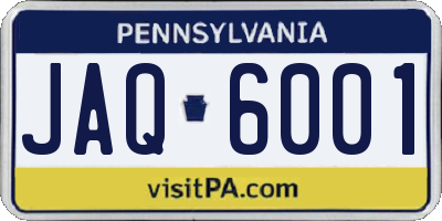 PA license plate JAQ6001