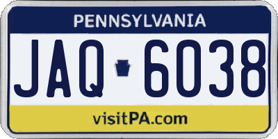 PA license plate JAQ6038