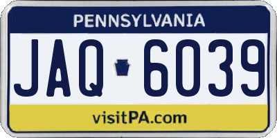 PA license plate JAQ6039