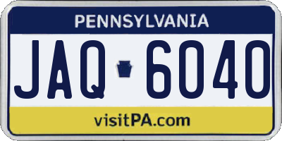 PA license plate JAQ6040