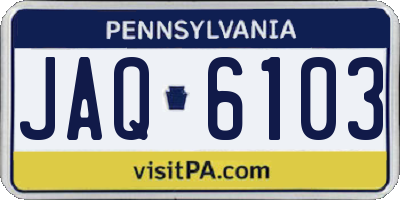 PA license plate JAQ6103