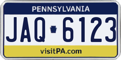 PA license plate JAQ6123