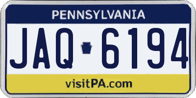 PA license plate JAQ6194