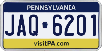 PA license plate JAQ6201