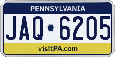 PA license plate JAQ6205