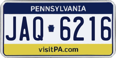 PA license plate JAQ6216