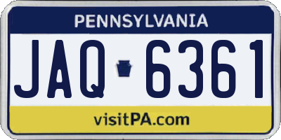 PA license plate JAQ6361