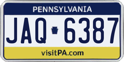PA license plate JAQ6387