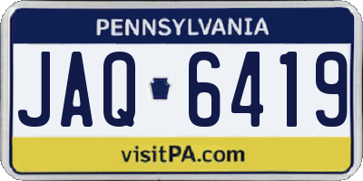 PA license plate JAQ6419