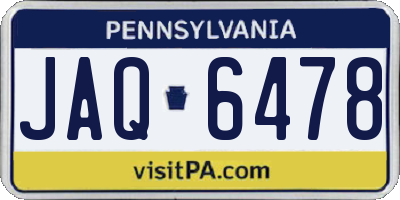 PA license plate JAQ6478
