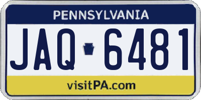 PA license plate JAQ6481