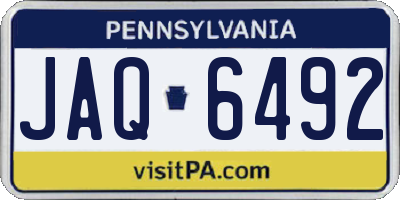 PA license plate JAQ6492