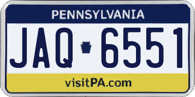 PA license plate JAQ6551