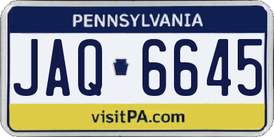 PA license plate JAQ6645