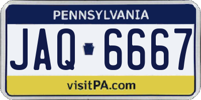 PA license plate JAQ6667