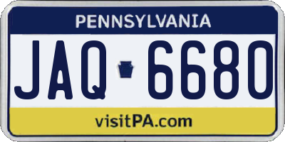 PA license plate JAQ6680