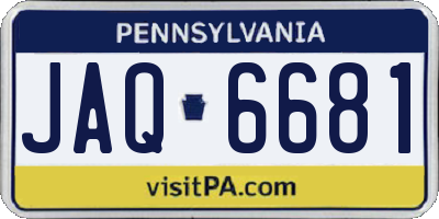 PA license plate JAQ6681