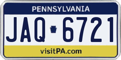 PA license plate JAQ6721