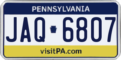 PA license plate JAQ6807