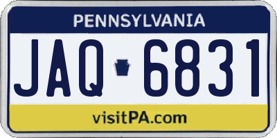 PA license plate JAQ6831